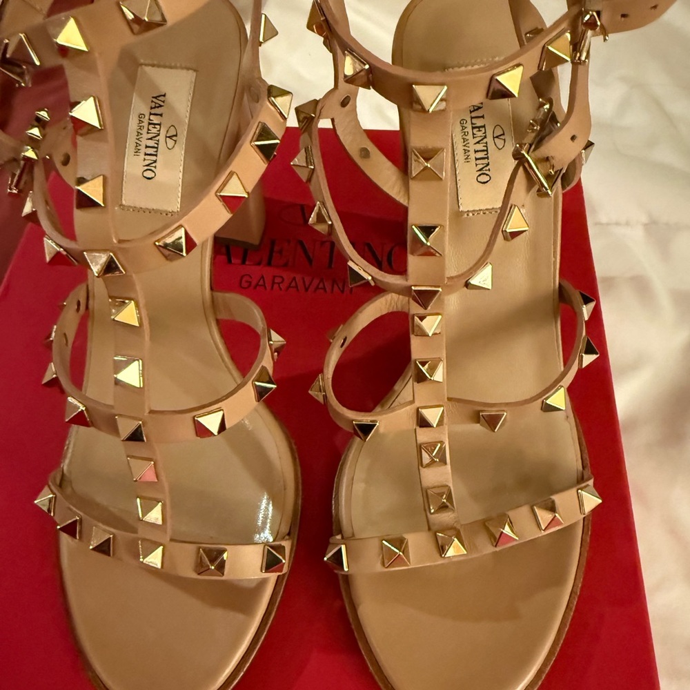Valentino Garavani Beige Studded Sandals
